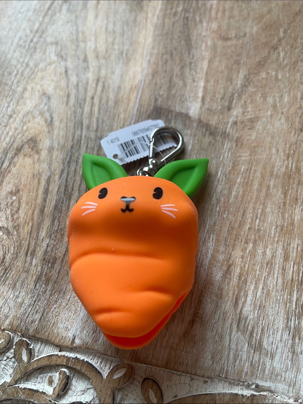 Cute Orange Carrot Bunny Keychain with Green Leaves Pocketbac Holder